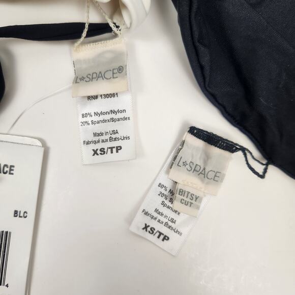 L*Space Freddie Bikini Top Nancy Lee Bitsy Bottom Set Black Cream Size XS NWT - Picture 7 of 8